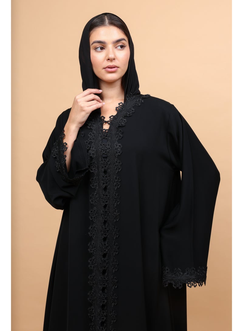 اكسا عباية أوبسيديان رويال ذات الدانتيل الأمامي - Image 4